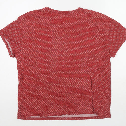 Zara Womens Red Geometric Cotton Basic T-Shirt Size M Round Neck