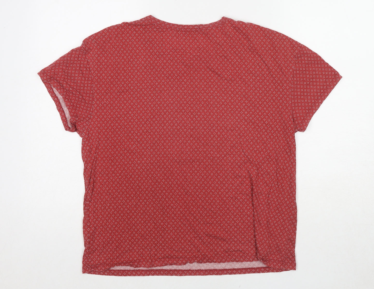 Zara Womens Red Geometric Cotton Basic T-Shirt Size M Round Neck