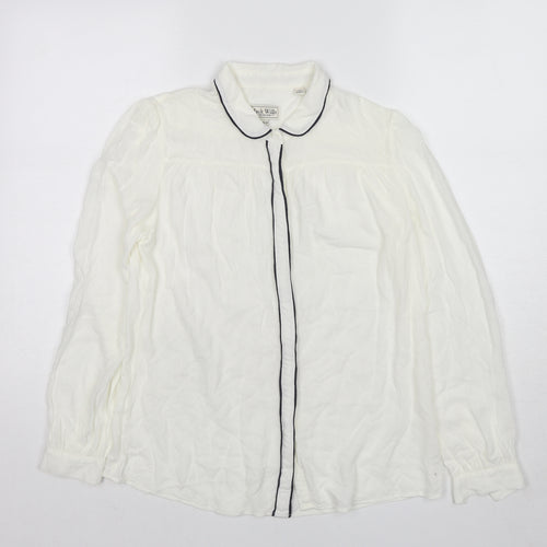Jack Wills Womens White Cotton Basic Button-Up Size 10 Collared