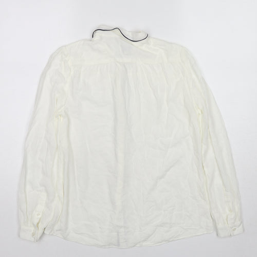 Jack Wills Womens White Cotton Basic Button-Up Size 10 Collared