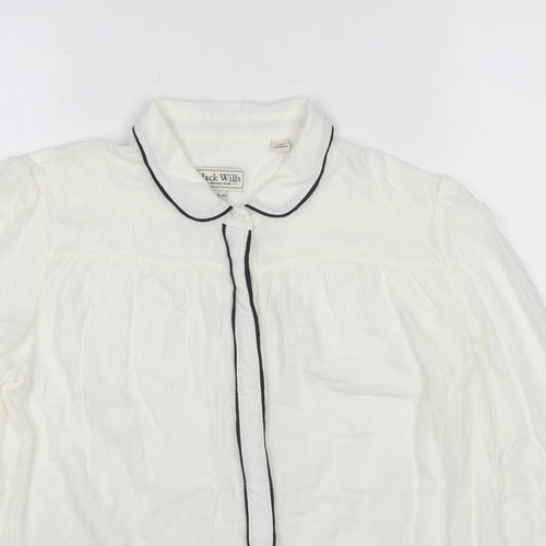 Jack Wills Womens White Cotton Basic Button-Up Size 10 Collared