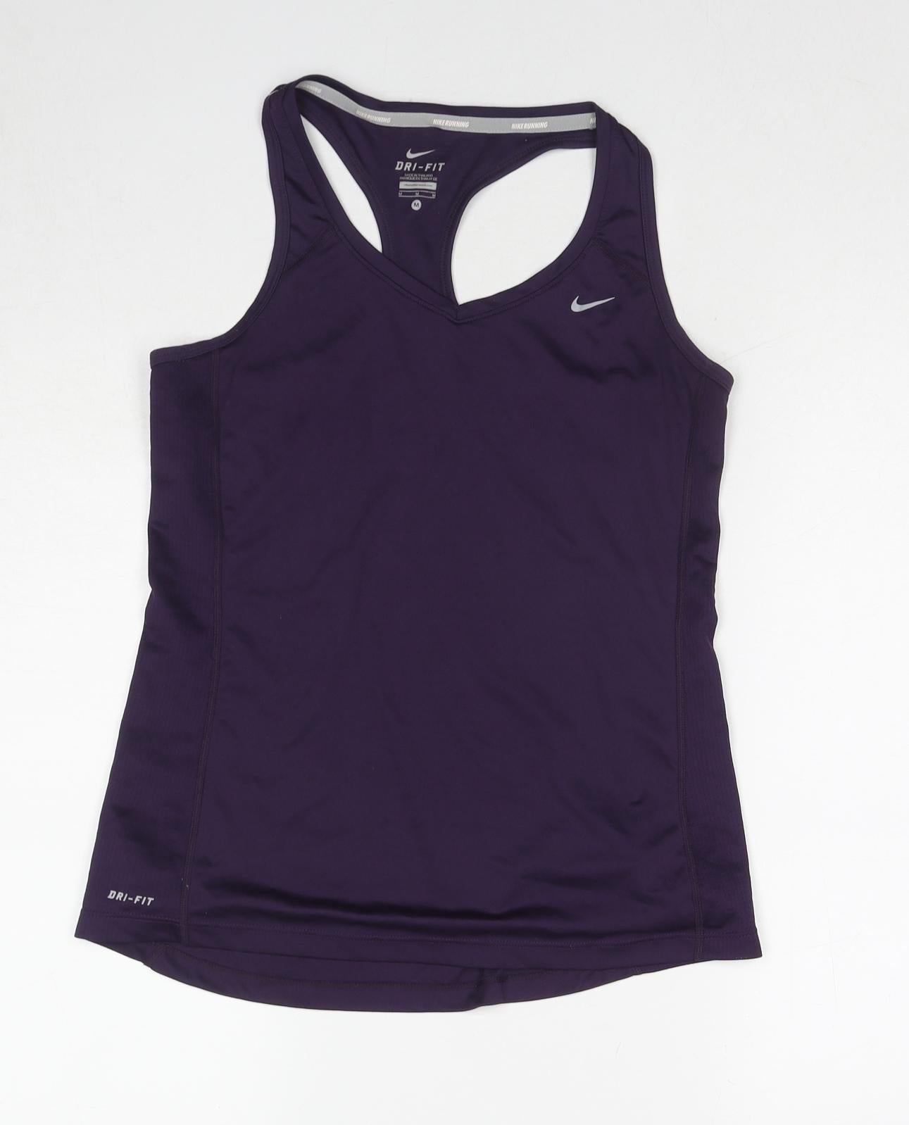 Nike Womens Purple Polyester Basic Tank Size M Round Neck Pullover
