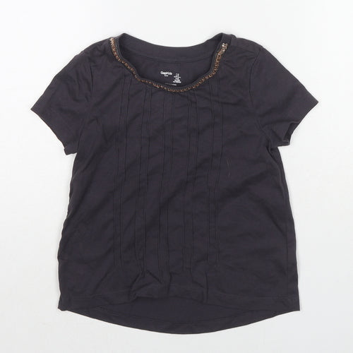 Gap Girls Grey Cotton Basic T-Shirt Size 6-7 Years Round Neck Pullover