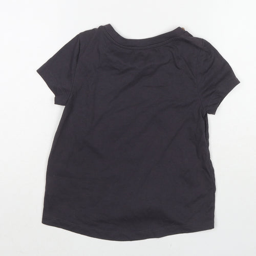 Gap Girls Grey Cotton Basic T-Shirt Size 6-7 Years Round Neck Pullover
