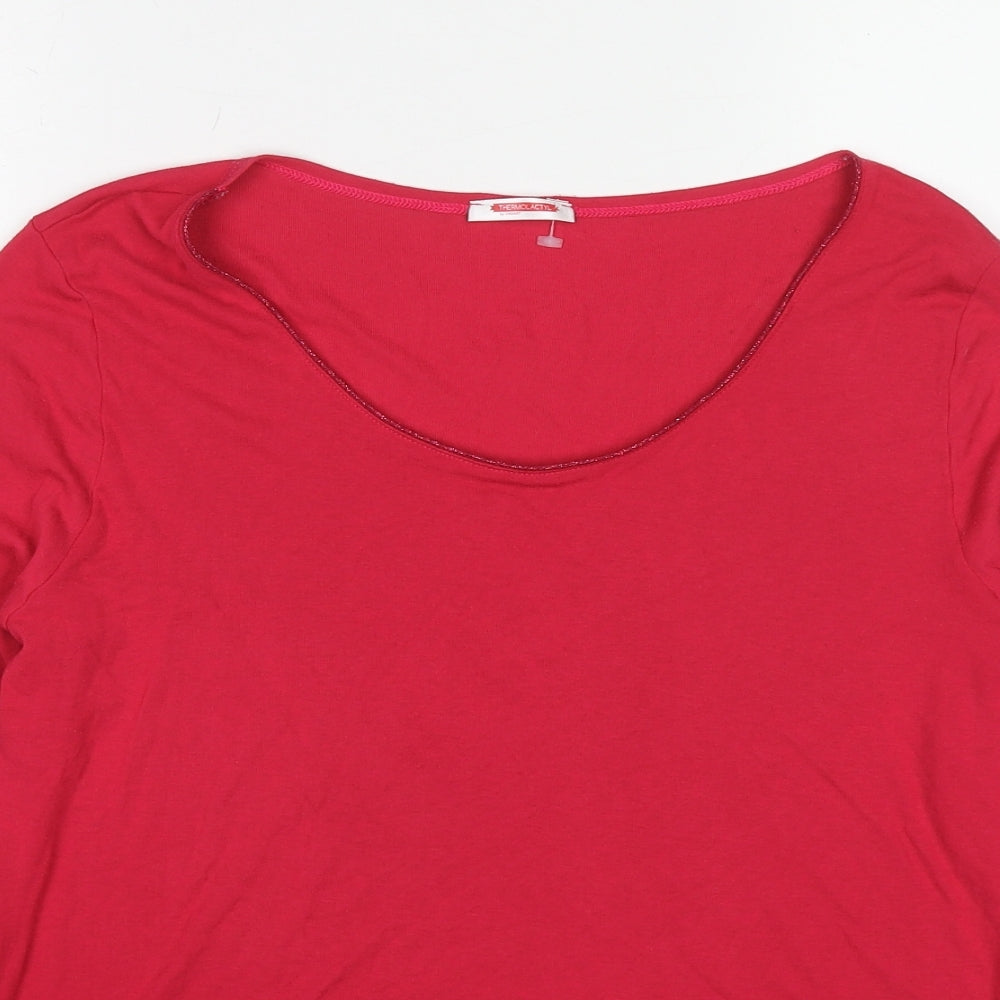 Damart Womens Pink Acrylic Basic T-Shirt Size L Boat Neck