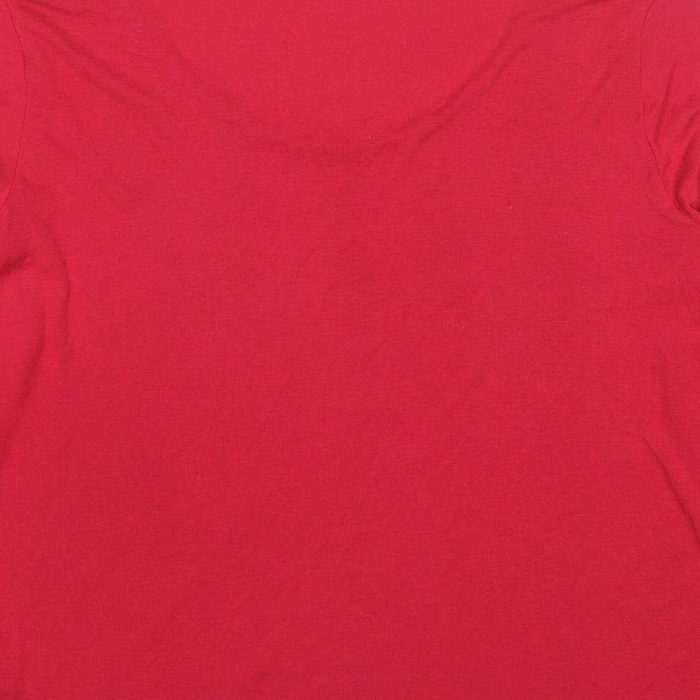 Damart Womens Pink Acrylic Basic T-Shirt Size L Boat Neck