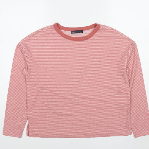Marks and Spencer Womens Red Striped Polyester Pullover Sweatshirt Size 10 Pullover