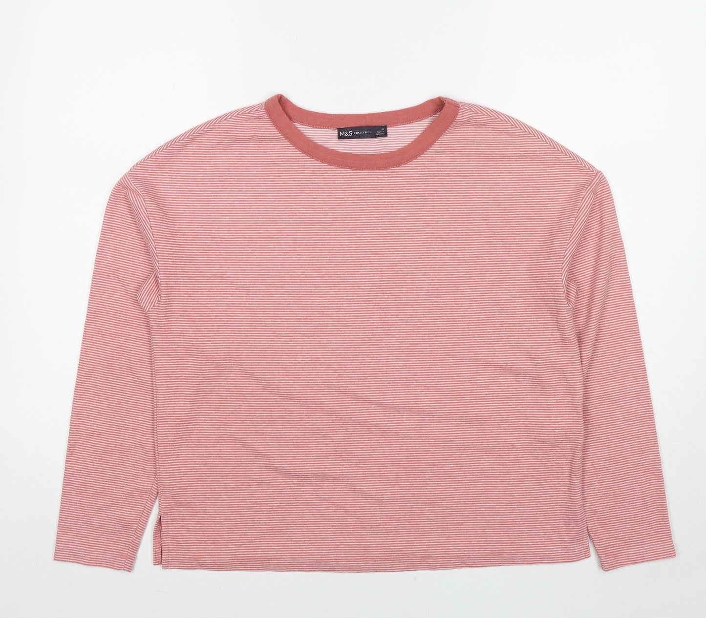 Marks and Spencer Womens Red Striped Polyester Pullover Sweatshirt Size 10 Pullover