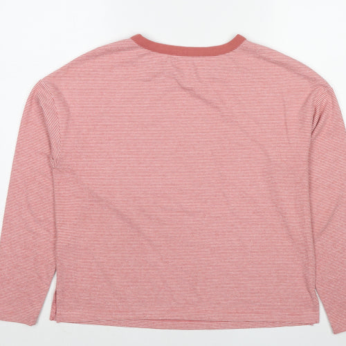 Marks and Spencer Womens Red Striped Polyester Pullover Sweatshirt Size 10 Pullover