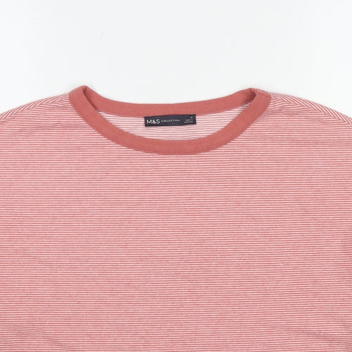 Marks and Spencer Womens Red Striped Polyester Pullover Sweatshirt Size 10 Pullover