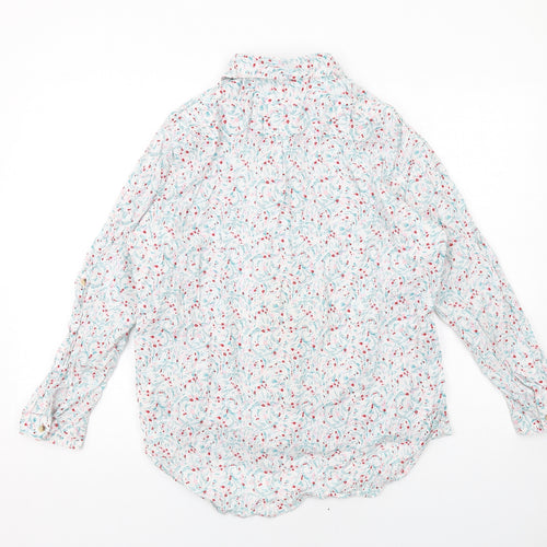 Marks and Spencer Womens White Geometric Cotton Basic Button-Up Size 18 Collared