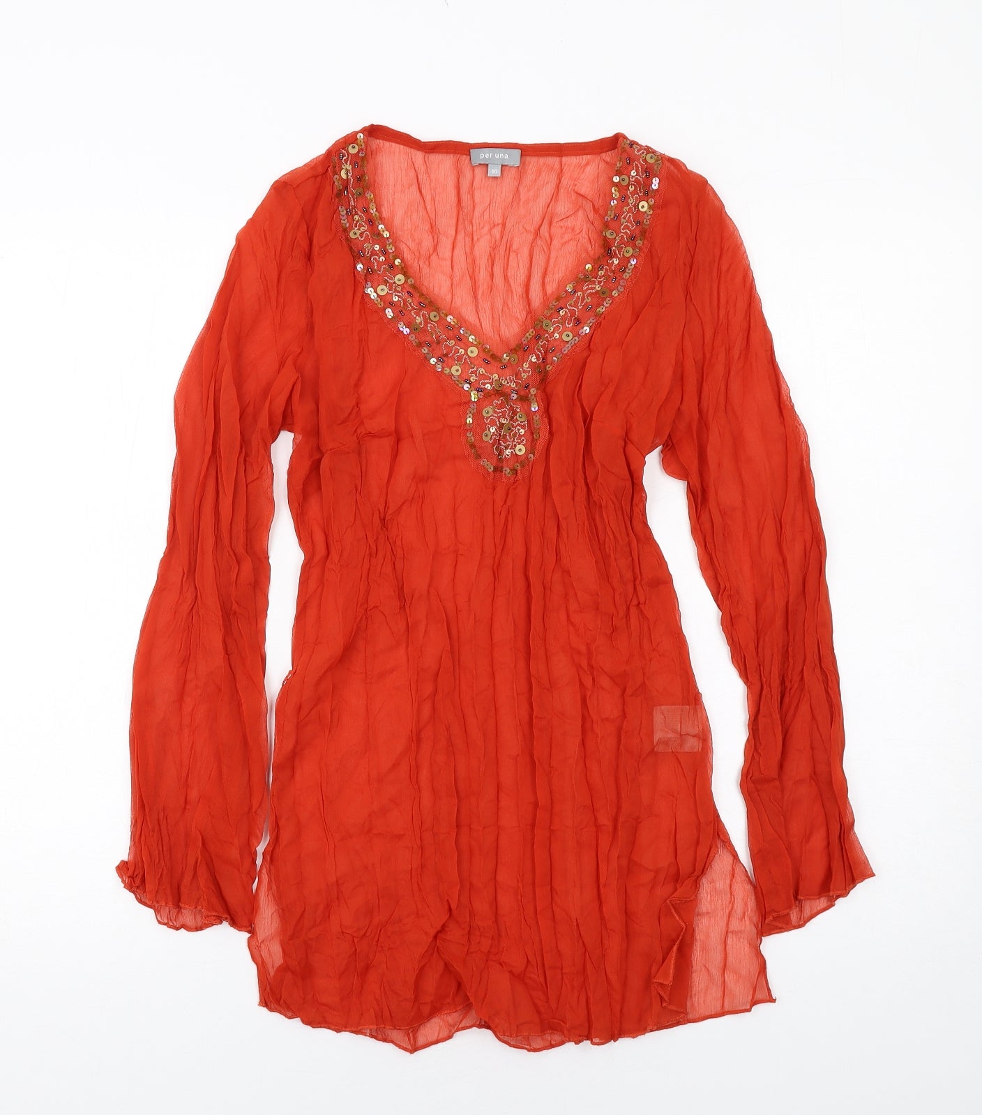 Per Una Womens Orange Polyester Kimono Blouse Size 10 V-Neck