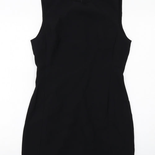 Zara Womens Black Polyester Shift Size M Round Neck Zip