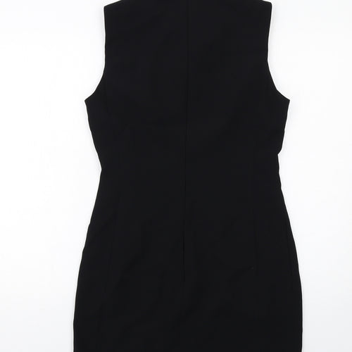 Zara Womens Black Polyester Shift Size M Round Neck Zip