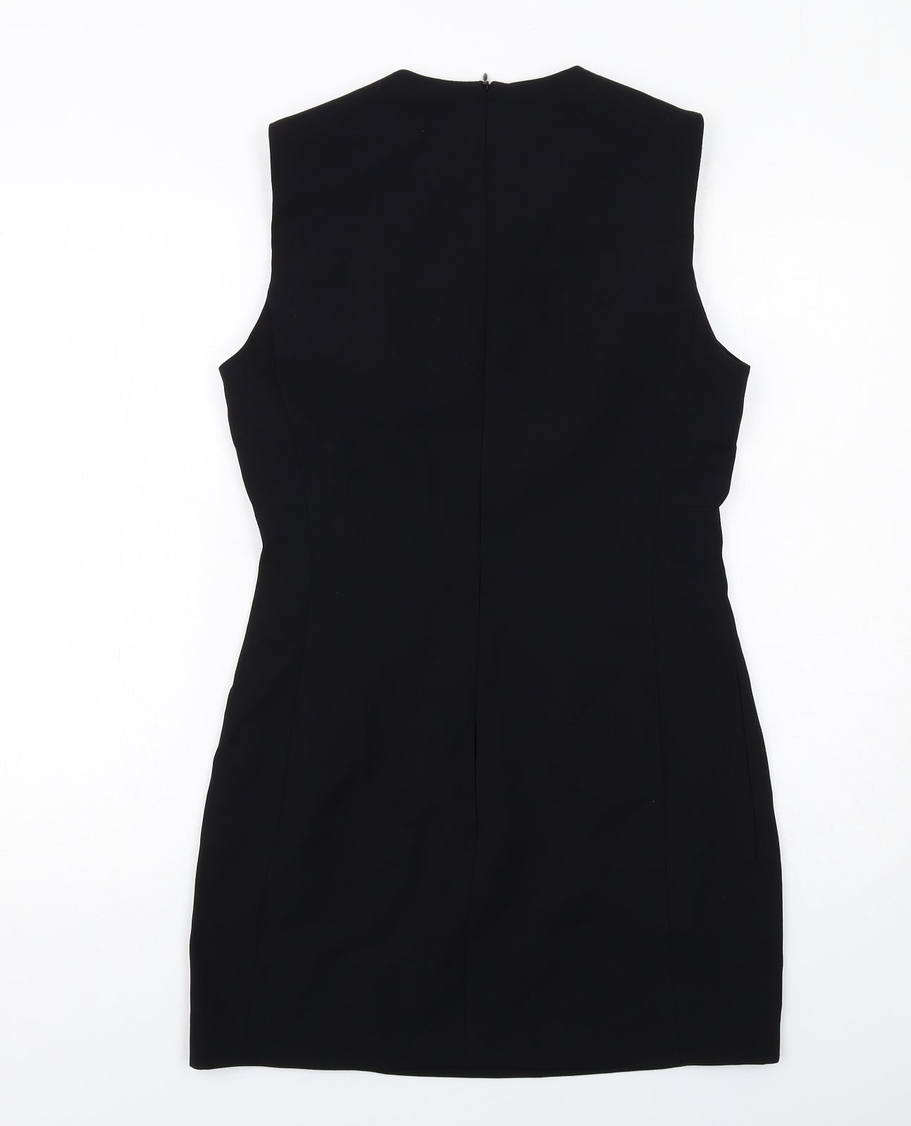 Zara Womens Black Polyester Shift Size M Round Neck Zip