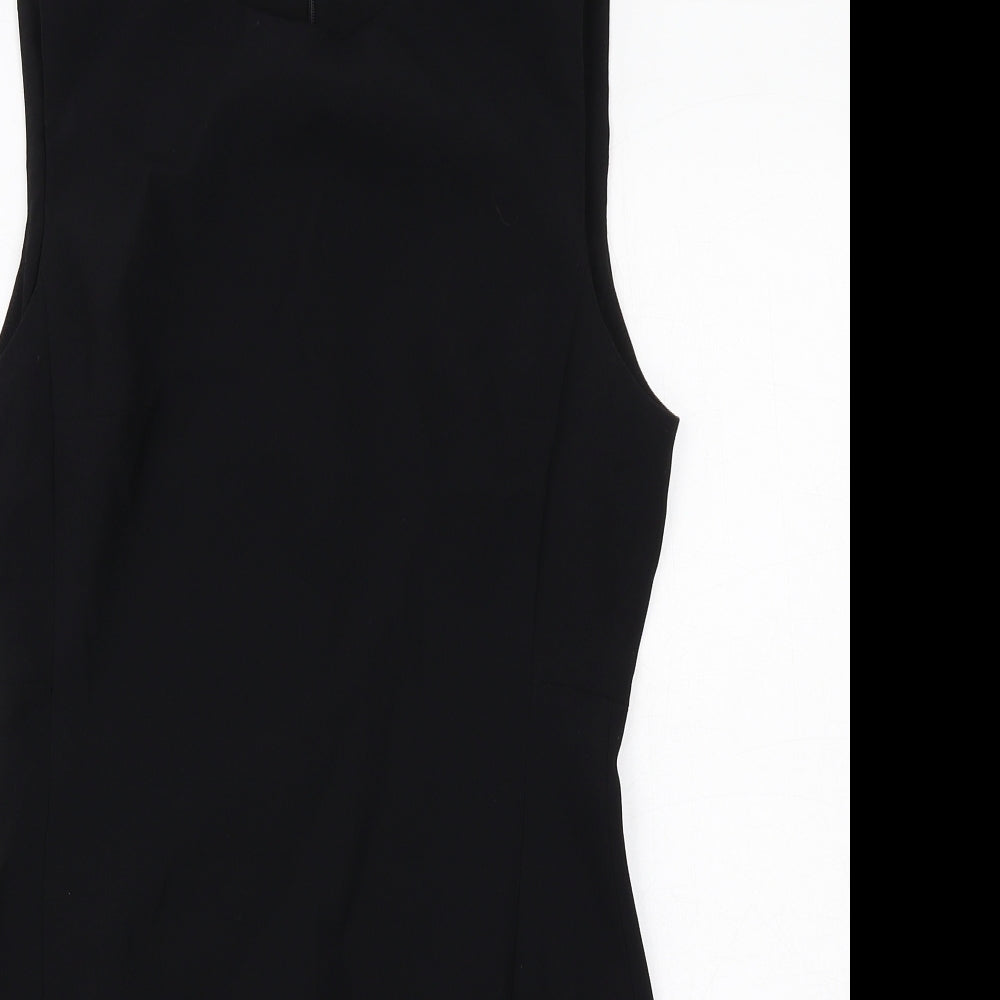 Zara Womens Black Polyester Shift Size M Round Neck Zip
