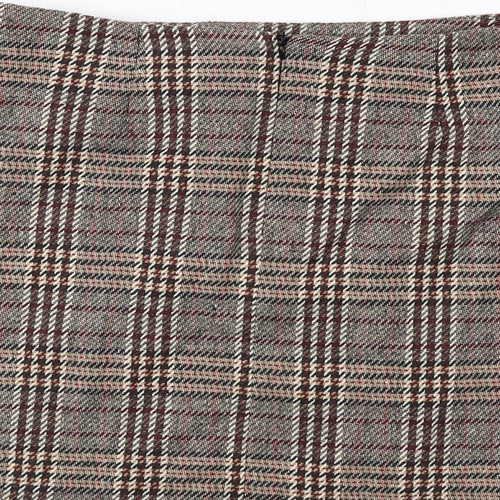 NEXT Womens Brown Plaid Polyester A-Line Skirt Size 14 Zip