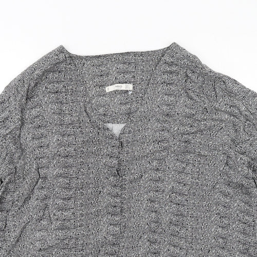 Mango Womens Black Geometric Viscose Basic Blouse Size S V-Neck
