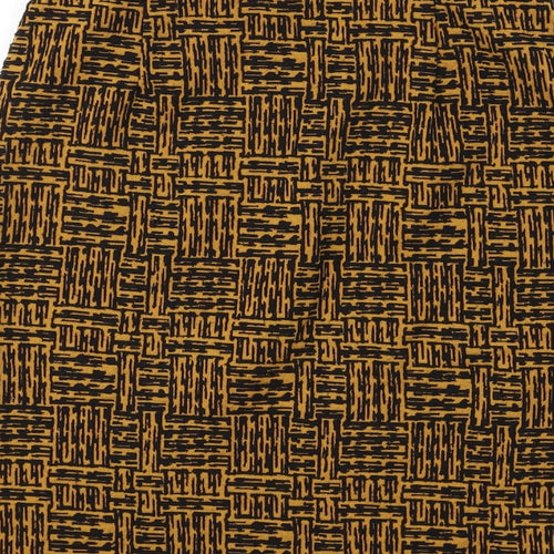 Marks and Spencer Womens Yellow Geometric Polyester A-Line Skirt Size 8