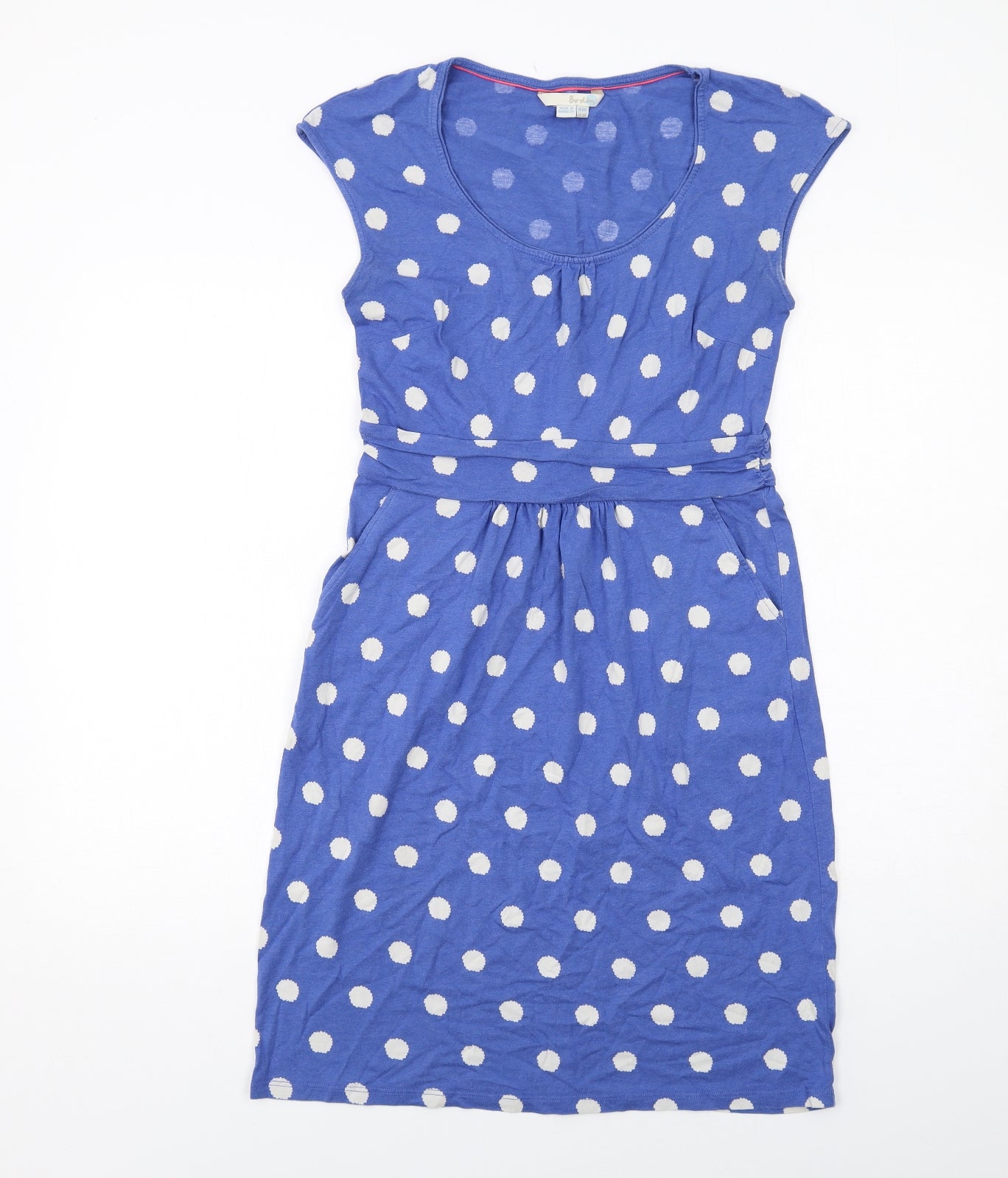 Baby Boden Womens Blue Polka Dot Modal Shift Size 10 Round Neck Pullover