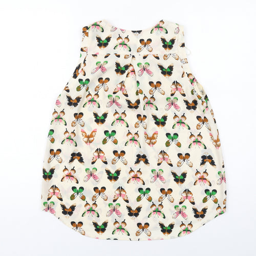 Lindex Womens Ivory Geometric Polyester Basic Blouse Size XS Boat Neck - Butterfly Pattern
