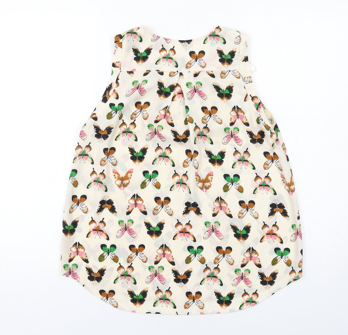 Lindex Womens Ivory Geometric Polyester Basic Blouse Size XS Boat Neck - Butterfly Pattern