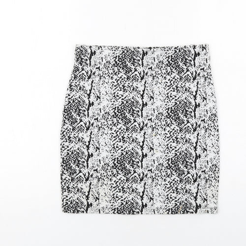H&M Womens White Animal Print Polyester Straight & Pencil Skirt Size S - Snakeskin pattern