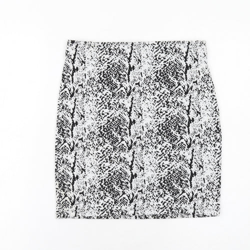 H&M Womens White Animal Print Polyester Straight & Pencil Skirt Size S - Snakeskin pattern