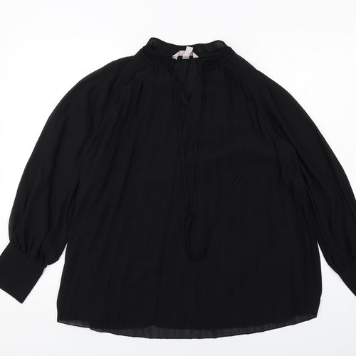 H&M Womens Black Polyester Basic Blouse Size S V-Neck