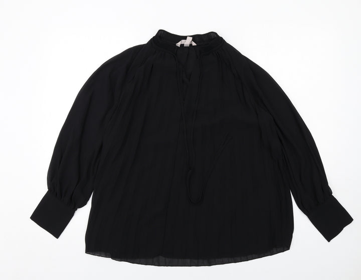 H&M Womens Black Polyester Basic Blouse Size S V-Neck