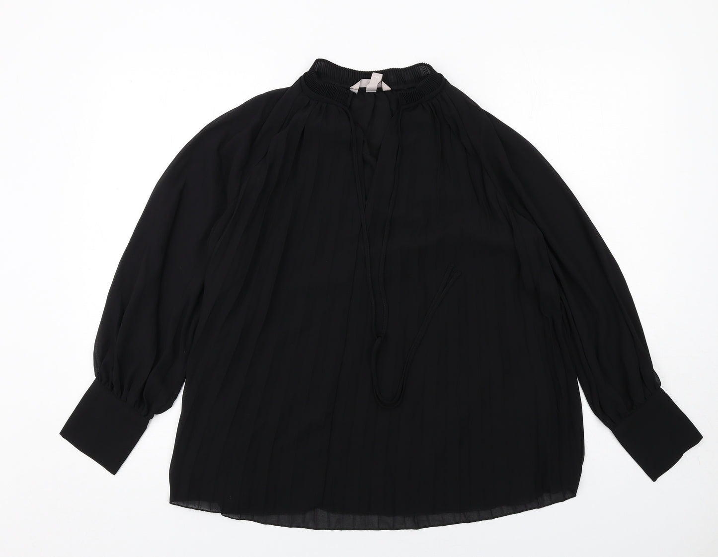 H&M Womens Black Polyester Basic Blouse Size S V-Neck