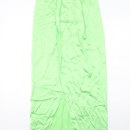 Zara Womens Green Polyester Maxi Skirt Size S Zip