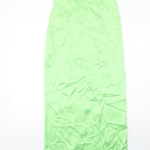 Zara Womens Green Polyester Maxi Skirt Size S Zip