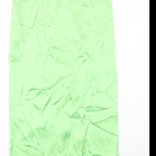 Zara Womens Green Polyester Maxi Skirt Size S Zip