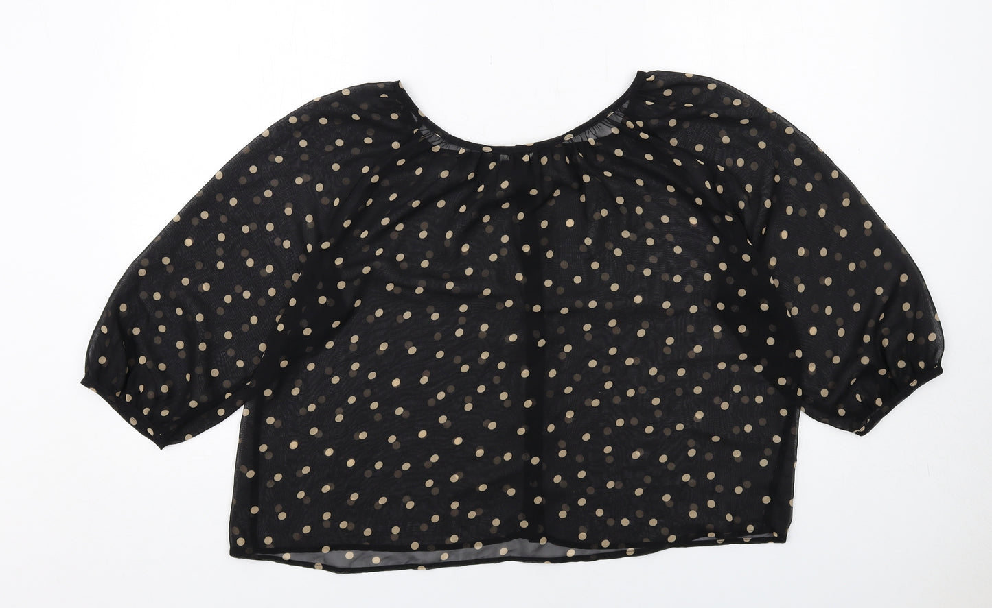 H&M Womens Black Polka Dot Polyester Basic Blouse Size 6 Round Neck