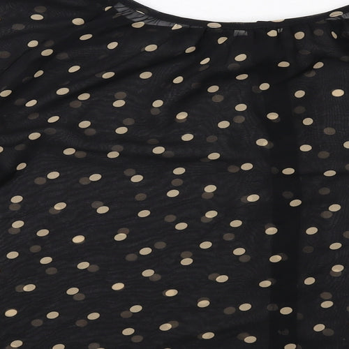 H&M Womens Black Polka Dot Polyester Basic Blouse Size 6 Round Neck