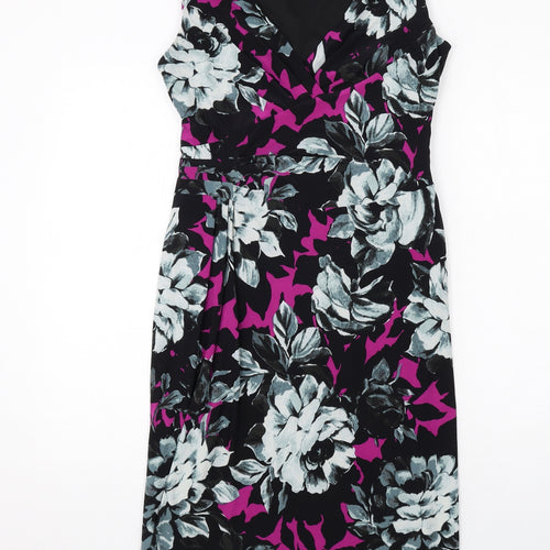Phase Eight Womens Multicoloured Floral Polyester Shift Size 12 V-Neck Zip