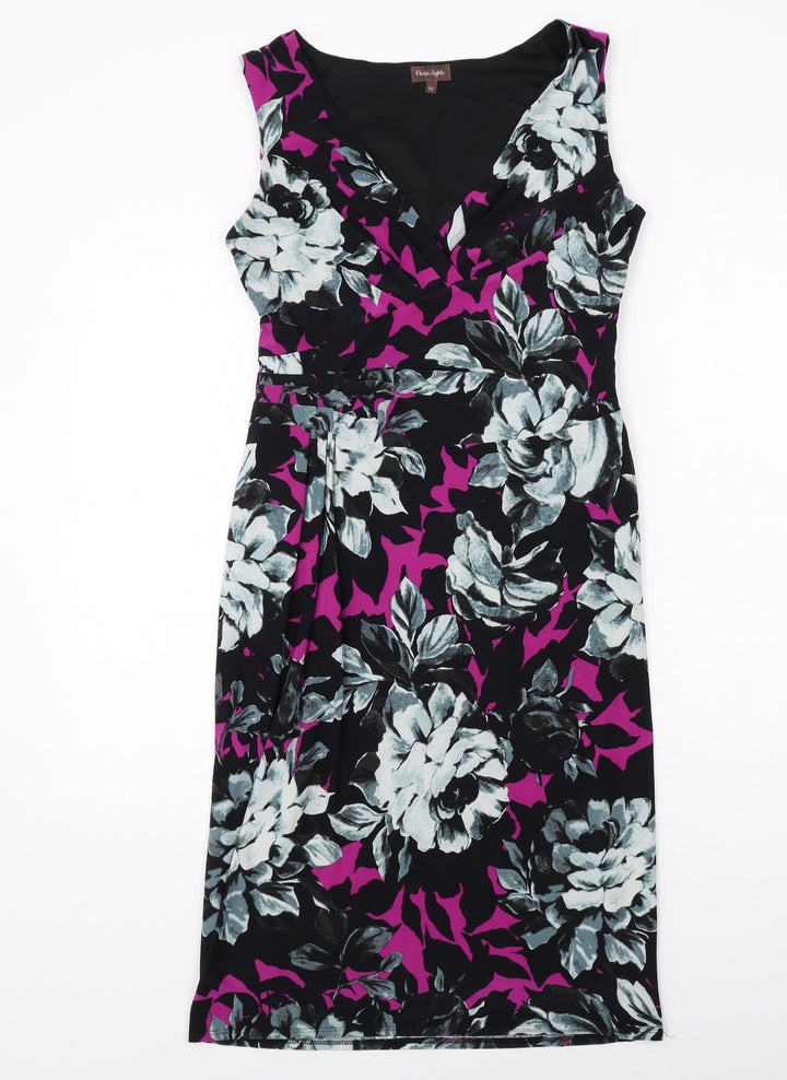 Phase Eight Womens Multicoloured Floral Polyester Shift Size 12 V-Neck Zip