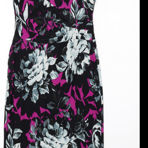 Phase Eight Womens Multicoloured Floral Polyester Shift Size 12 V-Neck Zip