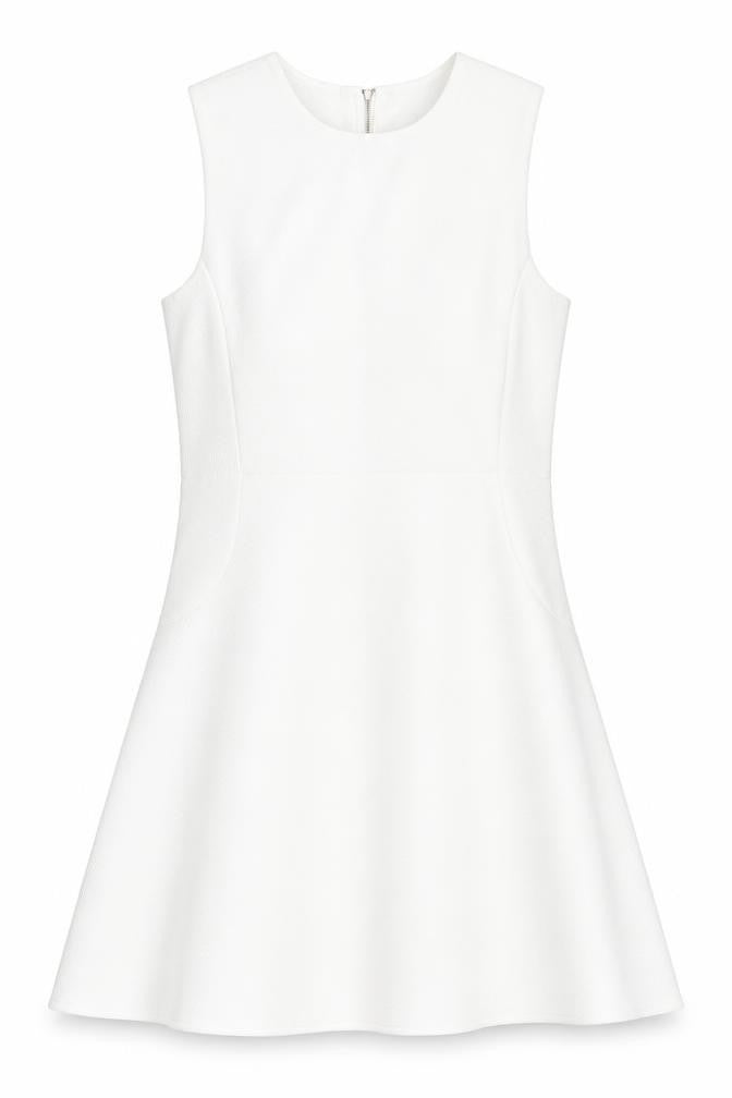 Boohoo Womens White Polyester Tank Dress Size 10 Round Neck Zip