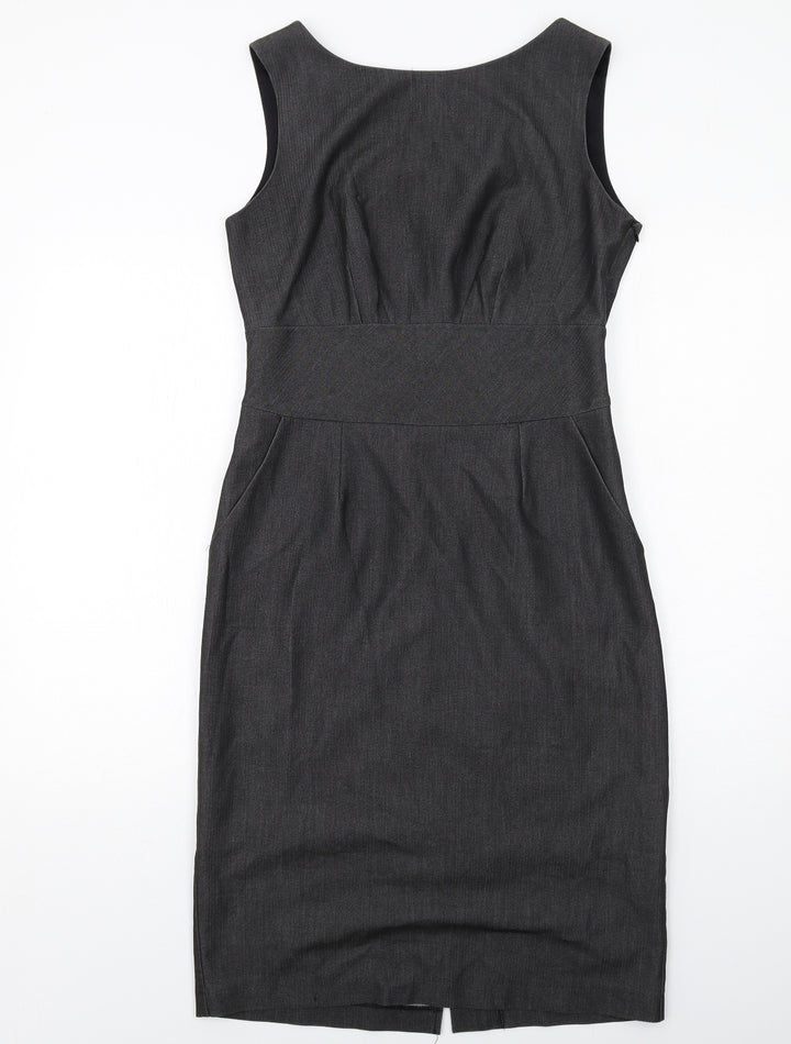 Wallis Womens Grey Polyester Shift Size 12 Round Neck Zip