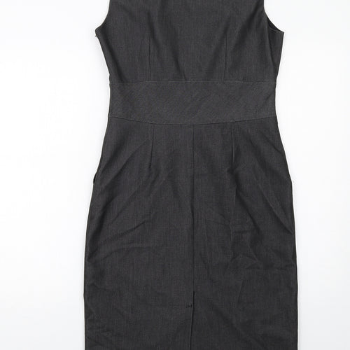 Wallis Womens Grey Polyester Shift Size 12 Round Neck Zip