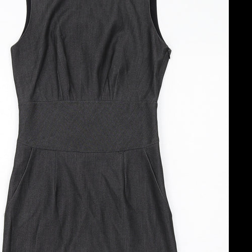 Wallis Womens Grey Polyester Shift Size 12 Round Neck Zip