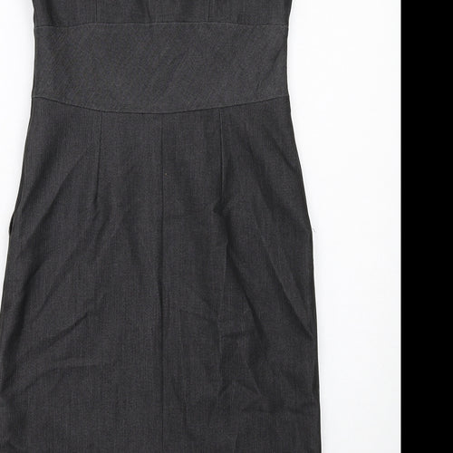 Wallis Womens Grey Polyester Shift Size 12 Round Neck Zip