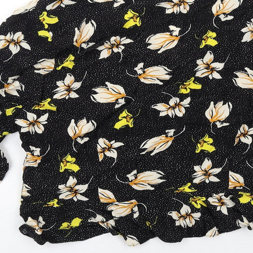River Island Womens Black Geometric Viscose Basic Blouse Size 14 V-Neck