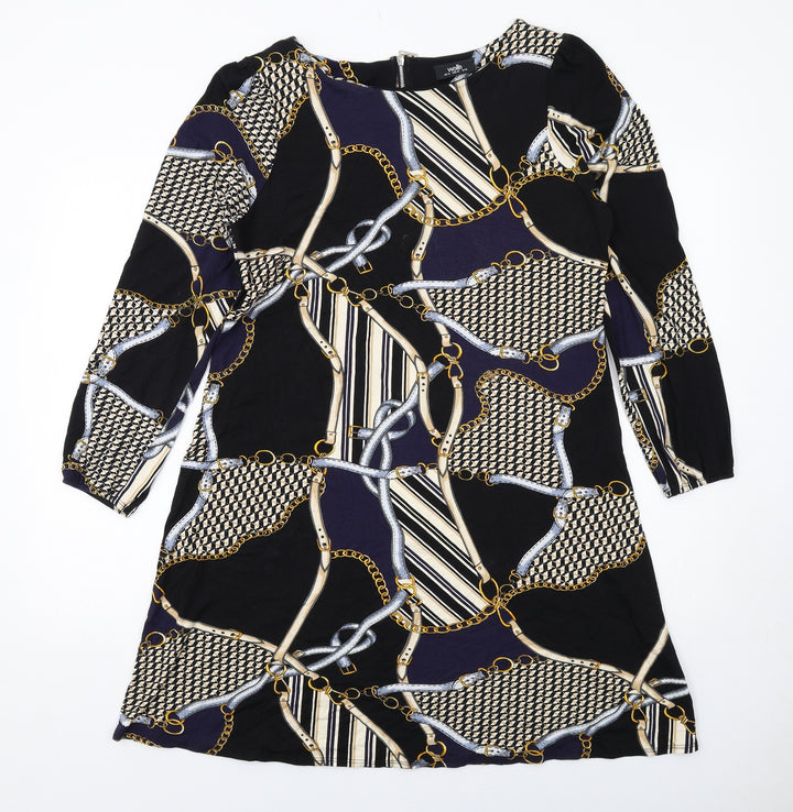 Wallis Womens Multicoloured Geometric Viscose A-Line Size 14 Round Neck Zip