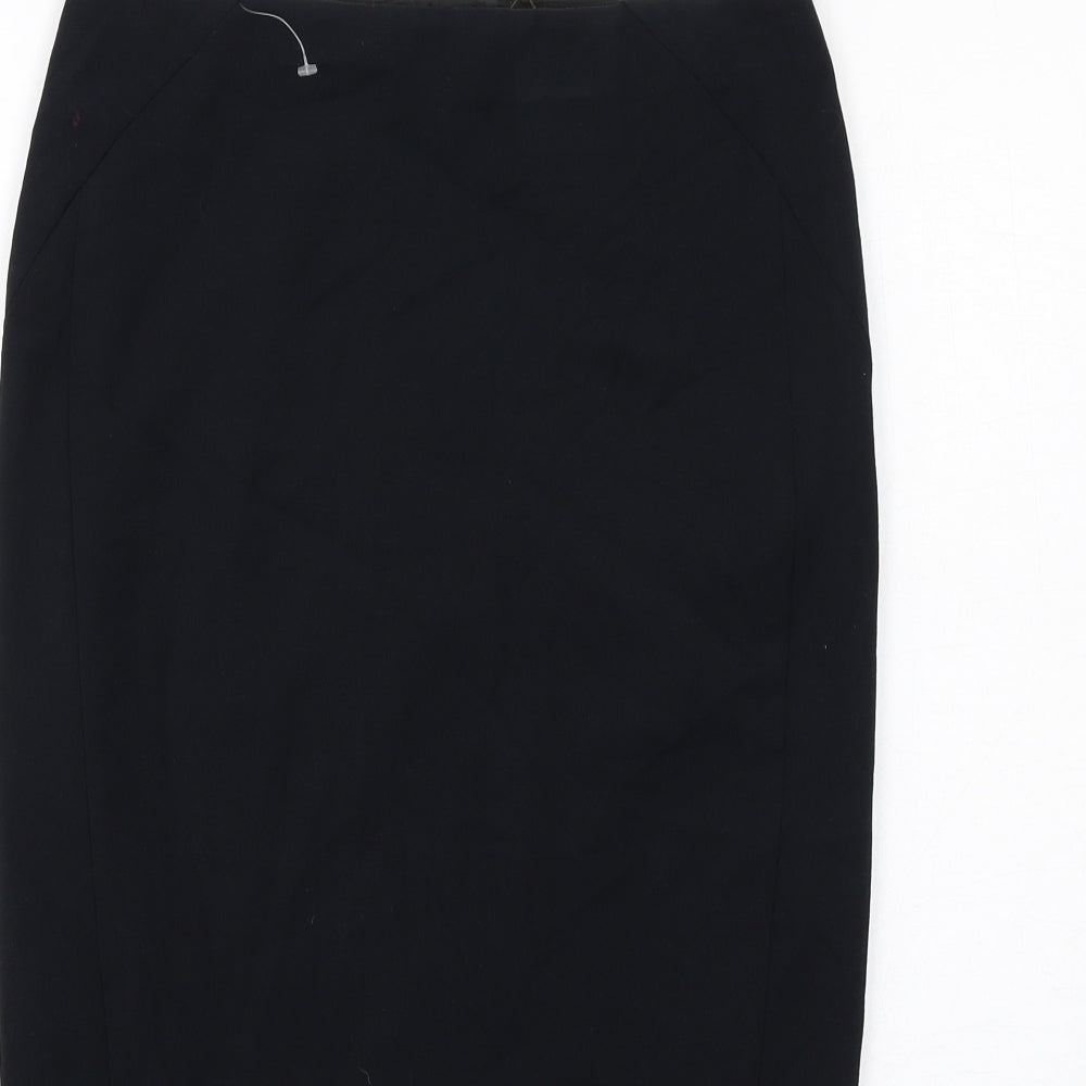 Marks and Spencer Womens Black Polyester Straight & Pencil Skirt Size 10 Zip