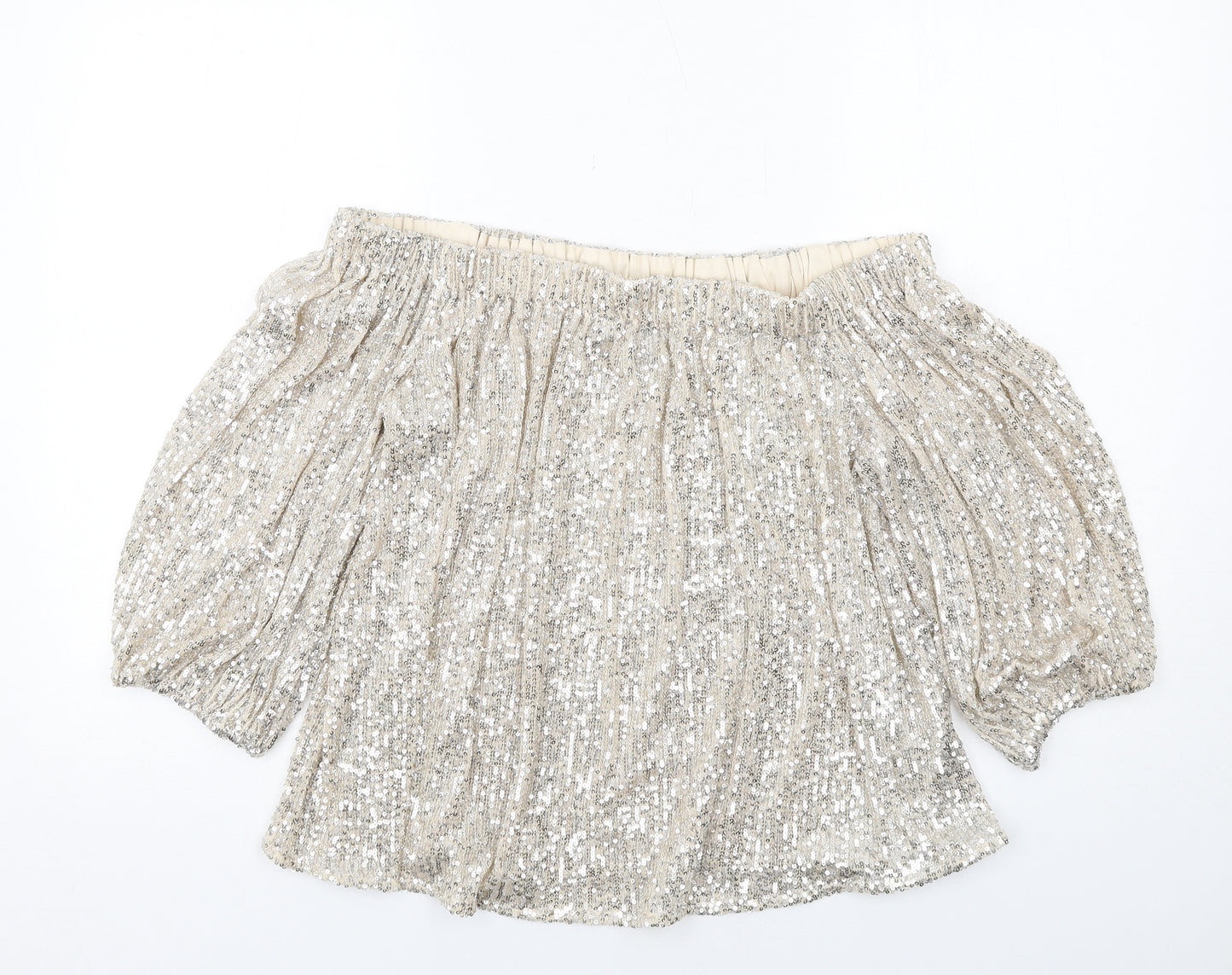 River Island Womens Ivory Polyester Basic Blouse Size 14 Off the Shoulder