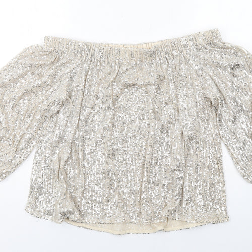 River Island Womens Ivory Polyester Basic Blouse Size 14 Off the Shoulder