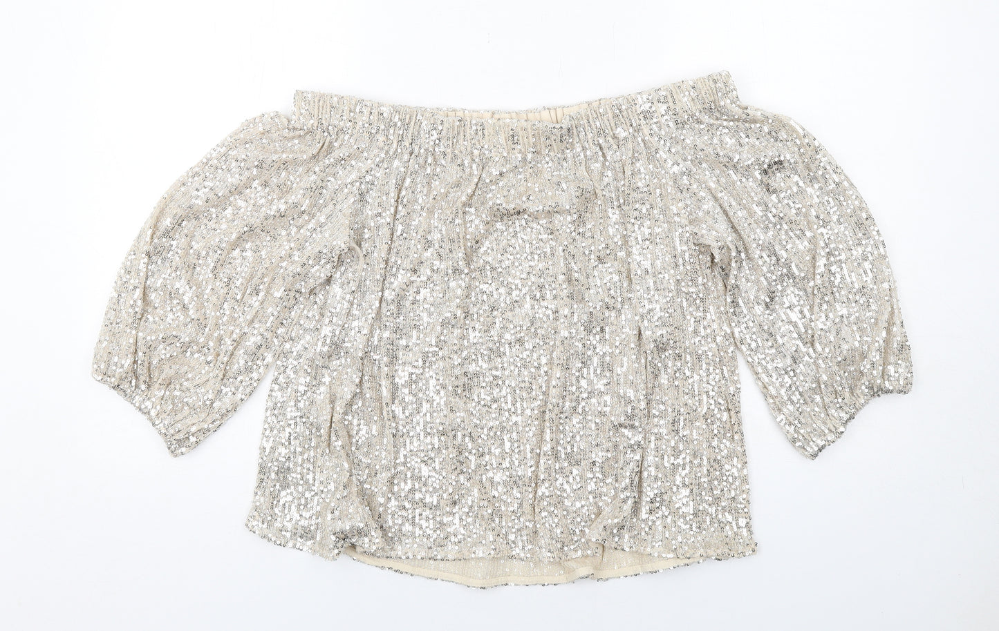 River Island Womens Ivory Polyester Basic Blouse Size 14 Off the Shoulder